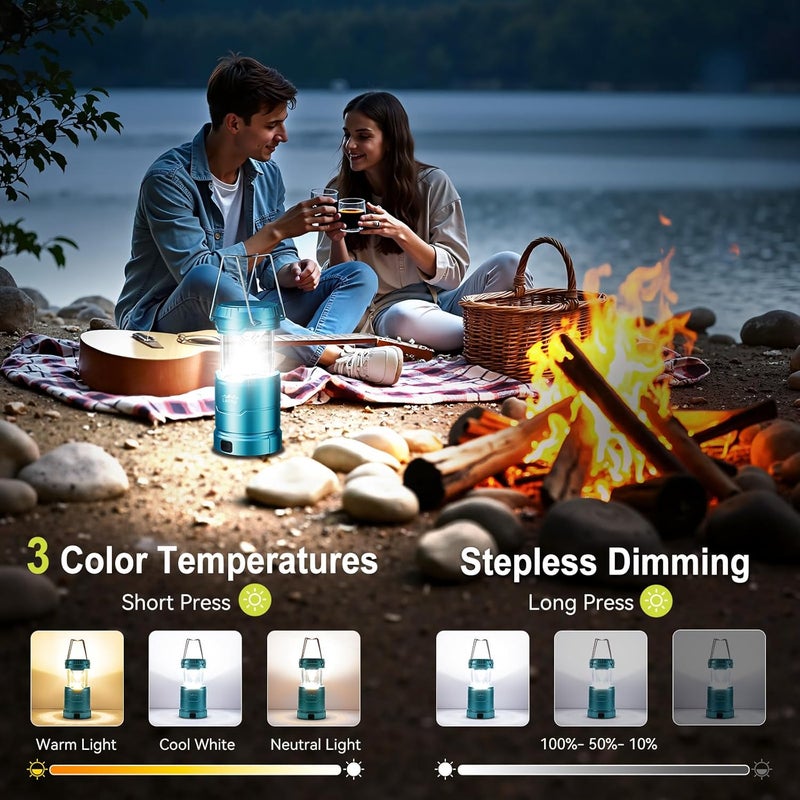 LET MY LED Camping Lantern for Power Outages, 3 Color Modes & Dimmable Battery Powered Lantern, IP65 Waterproof & Collapsible, Lanterns Flashlight Survival Kits for Emergency Hurricane Hiking, 4 Pack - Image 2